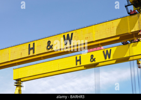 Samson and Goliath, the famous yellow cranes at Harland and Wolff, Belfast Stock Photo