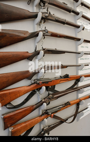 Antique rifles and shotguns on display at the BASC NI Game Fair 2nd 3rd May 2009 Stock Photo