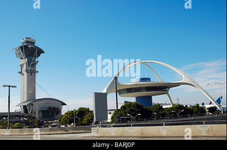 Air traffic control tower at Los Angeles International Airport Stock Photo