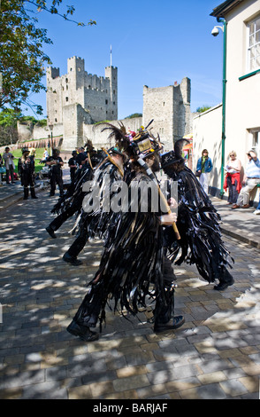 Morris dancers from the Hunters Moon Morris dancing during the Sweeps Festival Stock Photo