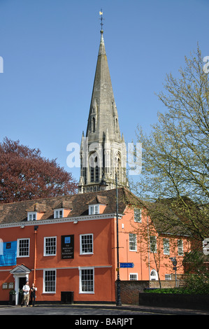 St. Andrew's Church from St. Andrew's Street, Hertford, Hertfordshire, England, United Kingdom Stock Photo