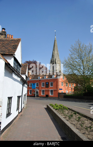 St. Andrew's Church from St. Andrew's Street, Hertford, Hertfordshire, England, United Kingdom Stock Photo