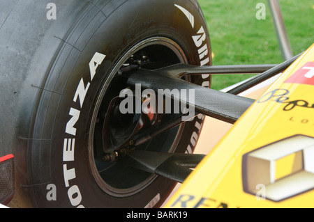 Front wheel, carbon fibre suspension and air scoop on a R29 Renault chassis Stock Photo