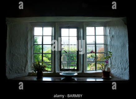 Window of Brigflatts Quaker Meeting House, near Sedbergh, Cumbria, England UK Stock Photo