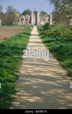 Path to Cowdray House Tudor Mansion ruins, Midhurst, West Sussex, England, United Kingdom Stock Photo