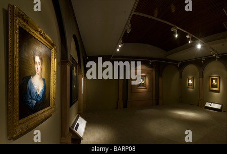 The 'Cobbe' portrait (center) of William Shakespeare in the 'Shakespeare Found' exhibition at the Shakespeare Birthplace Trust. Stock Photo