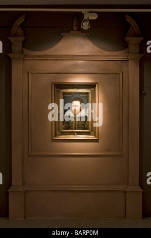 The 'Cobbe' portrait of William Shakespeare hanging in the 'Shakespeare Found' exhibition at the Shakespeare Birthplace Trust. Stock Photo