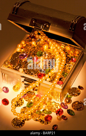 Jewelry in treasure chest Stock Photo