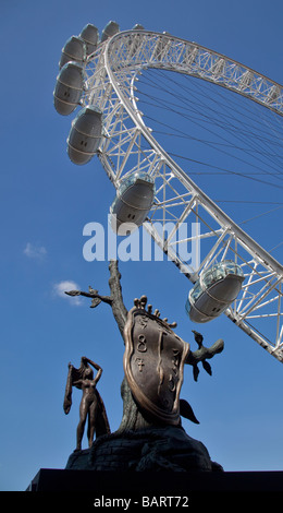 London Eye and Dali Clock, London, England Stock Photo