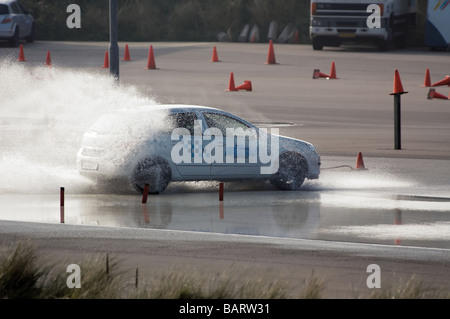 car brake training in wet conditions Stock Photo