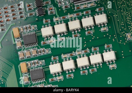 Circuit board, full frame, elevated view Stock Photo