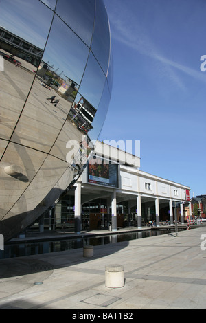 City of Bristol, England. The stainless-steel sphere Planetarium in Bristol’s Millennium Square. Stock Photo