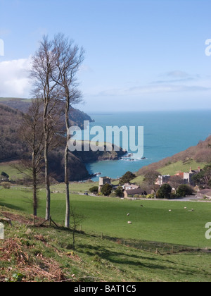 Lee Abbey and Bay on the coast of Exmoor National Park Stock Photo