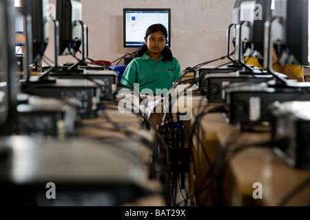 schoolgirls working in a computer class classroom Stock Photo - Alamy