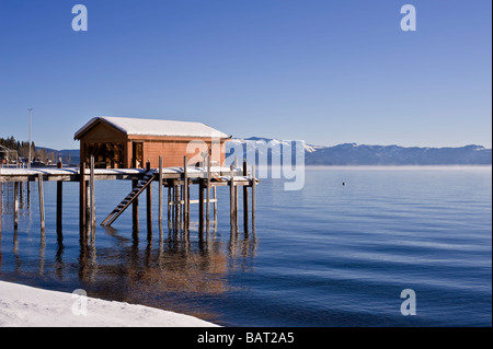 tahoe boat and dockhouse Stock Photo