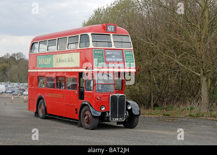 Three quarter front view of KXW 171 a 1950 London Bus Company AEC Regent III RT 3062 with a Saunders body being used as a feeder Stock Photo