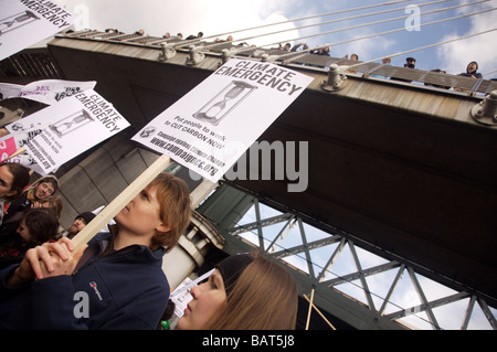 Protesters at the G20 climate emergency march in London 2009 Stock Photo