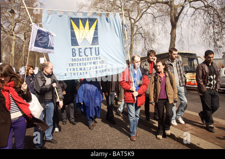 Protesters at the G20 climate emergency march in London 2009 Stock Photo