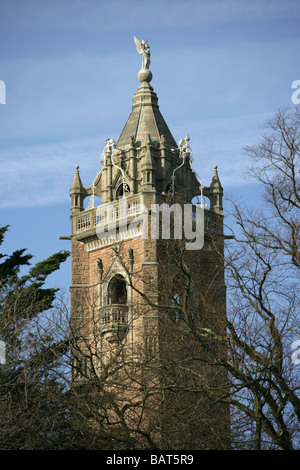 City of Bristol, England. Close up view of the William Ven Gough designed, Grade II Listed, Cabot’s Tower at Brandon Hill Park. Stock Photo