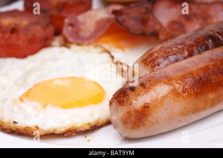 Freshly cooked breakfast with sausages and eggs Stock Photo