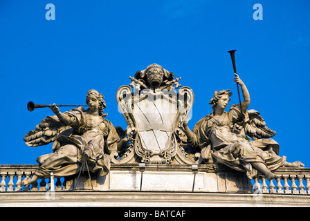 emblem of the pope Clemente XII above the palace in the Quirinale square in Rome - Italy Stock Photo