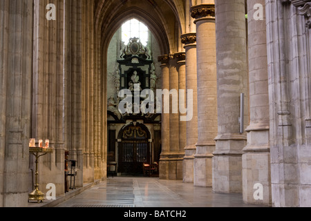 Interior shot of Notre Dame au Sablon or Church of Our Lady of Sablon - Brussels, Belgium Stock Photo