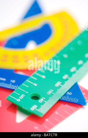 Ruler protractor and triangle Stock Photo