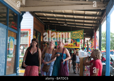 Young people on the Main street Nimbin NSW Australia Stock Photo