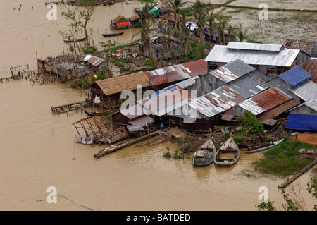Boats on the Ayeyarwady after Cyclone Nargis struck Myanmar between the 2nd and 3rd of May 2008 and destroyed large parts of the Stock Photo
