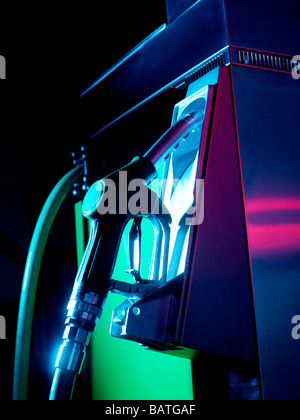 Petrol pump at night. Stock Photo