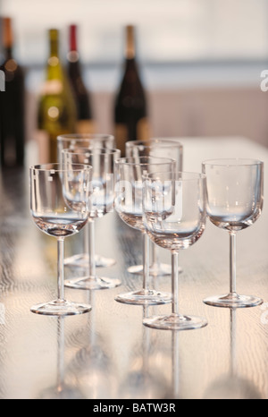 Wineglasses on table, close-up Stock Photo