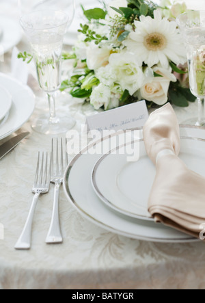 Wedding table setting, studio shot Stock Photo