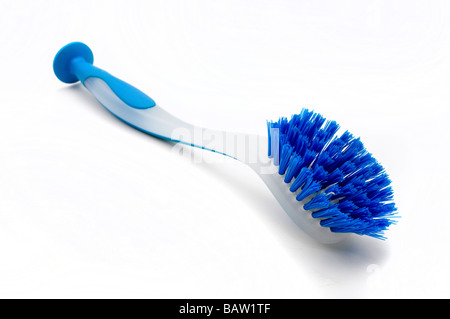 Blue plastic brush on a white background Stock Photo