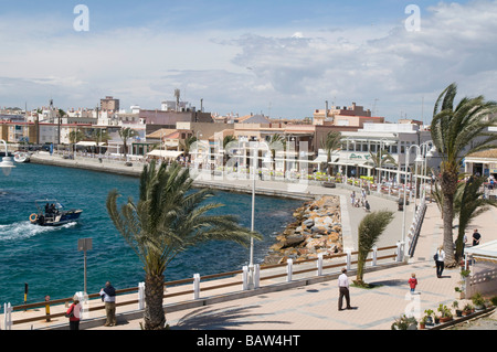 Harbour front restaurants at Cabo de Palos, Murcia Spain Stock Photo