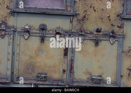 old, rusted, painted, metal car background Stock Photo