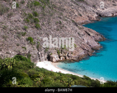 Secluded white sand beach St Barts Stock Photo