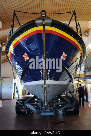 The Bow of the Lady of Hilbre in the new Hoylake Lifeboat Station, Wirral, UK Stock Photo