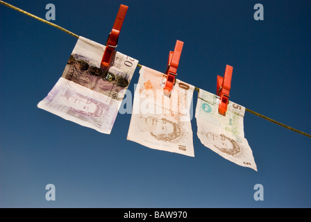 Notes on a washing line Stock Photo