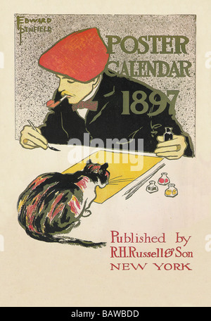 Poster Calendar 1897 Stock Photo