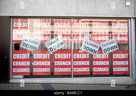 shop windows closed shops due to credit crunch recession great Britain UK economy downturn Stock Photo