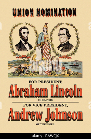 Union Nomination - Abraham Lincoln and Andrew Johnson Stock Photo