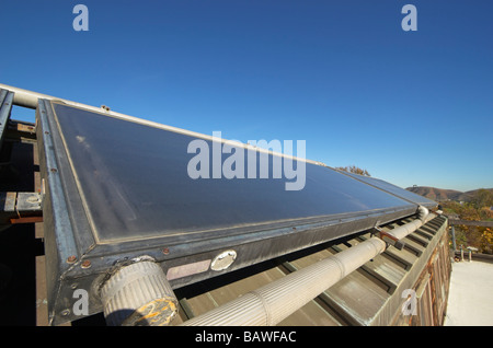 Roof mounted solar heaters Stock Photo