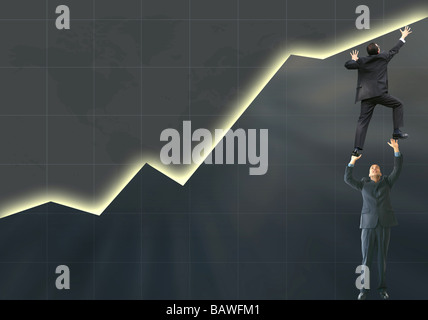 business man pushing graph up - success Stock Photo