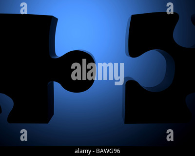 blue unassembled puzzle pieces Stock Photo
