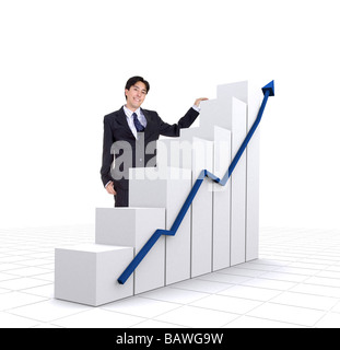 business entrepreneur with a graphics chart Stock Photo