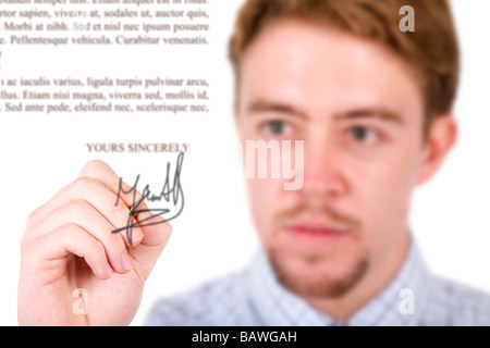 Business man letter signature Stock Photo