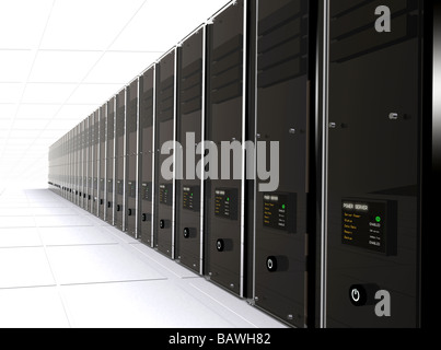 3d computer servers in a data center Stock Photo