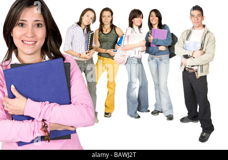 casual teacher and her students Stock Photo