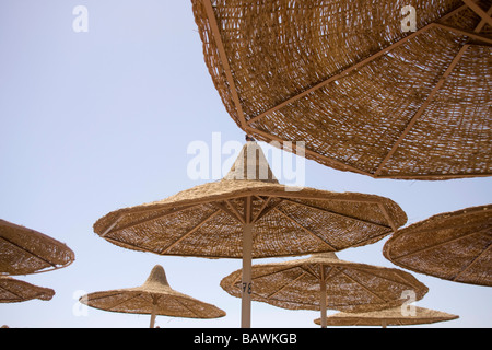 closeup of of beach parasols in sharm el sheikh Stock Photo