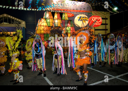 Bumba meu boi traditional dance party celebrating the saints of June on the streets of Sao Luis Maranhao Brazil Stock Photo